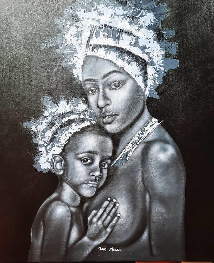 african mother and child art