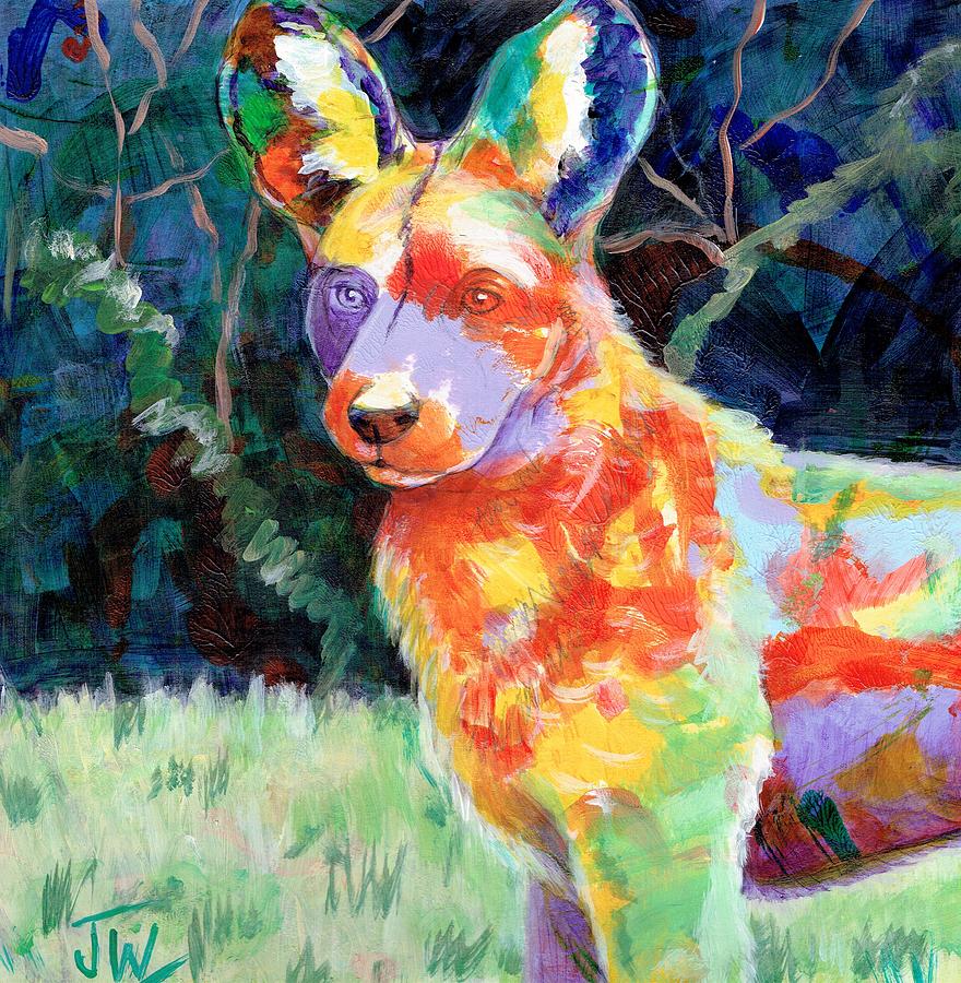 African painted dog Painting by June Walker