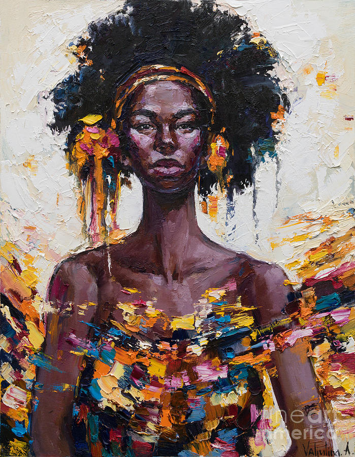 African Queen portrait painting - Original oil painting Painting by ...