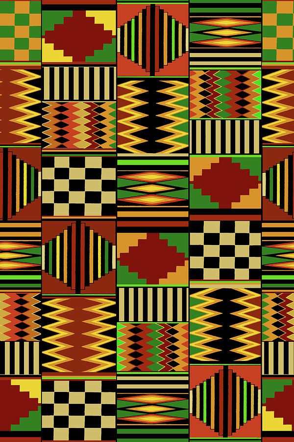 Boho Decor Digital Art - African Royal Kente Cloth Design by Vagabond Folk Art - Virginia Vivier