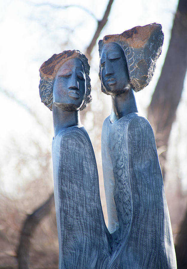 African Sculpture Of Two Women Photograph