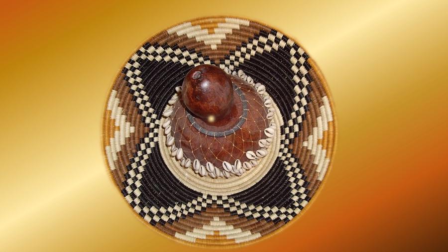 African Shekere Instrument in a basket Photograph by Nancy Ayanna Wyatt