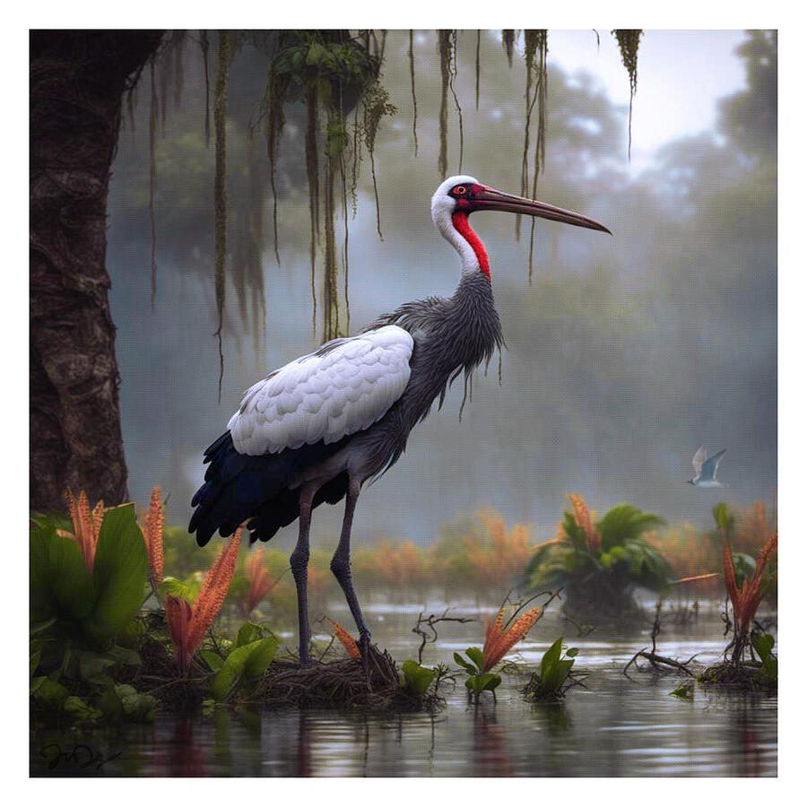 Stork Digital Art - African Stork In The Wild by J Paul DiMaggio