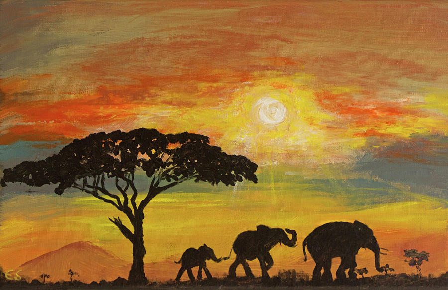 African Sunset Painting by Evelyn Snyder - Fine Art America