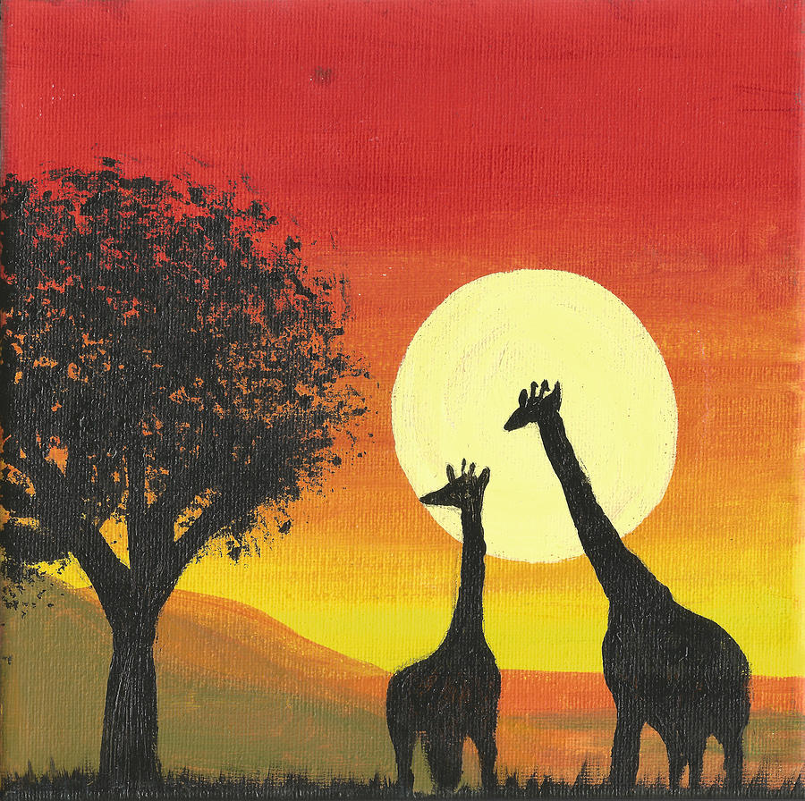 African Sunset Painting Painting by Paul Biggs - Pixels