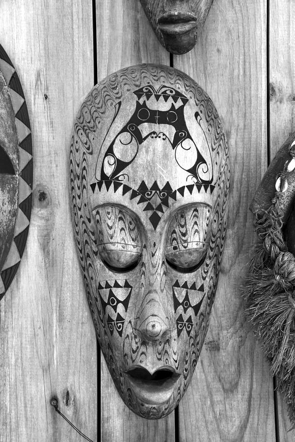 African tribal mask #5 BW Photograph by David Lee Thompson