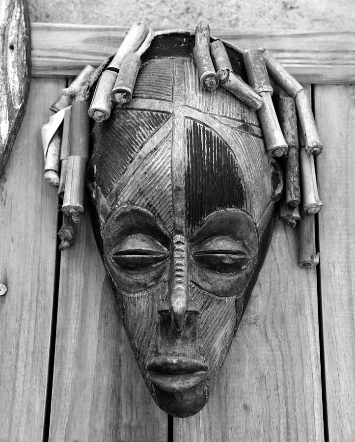 African tribal mask #6 BW Photograph by David Lee Thompson
