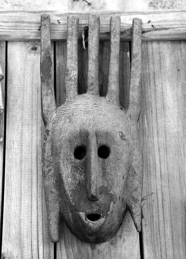 African tribal mask #7 BW Photograph by David Lee Thompson