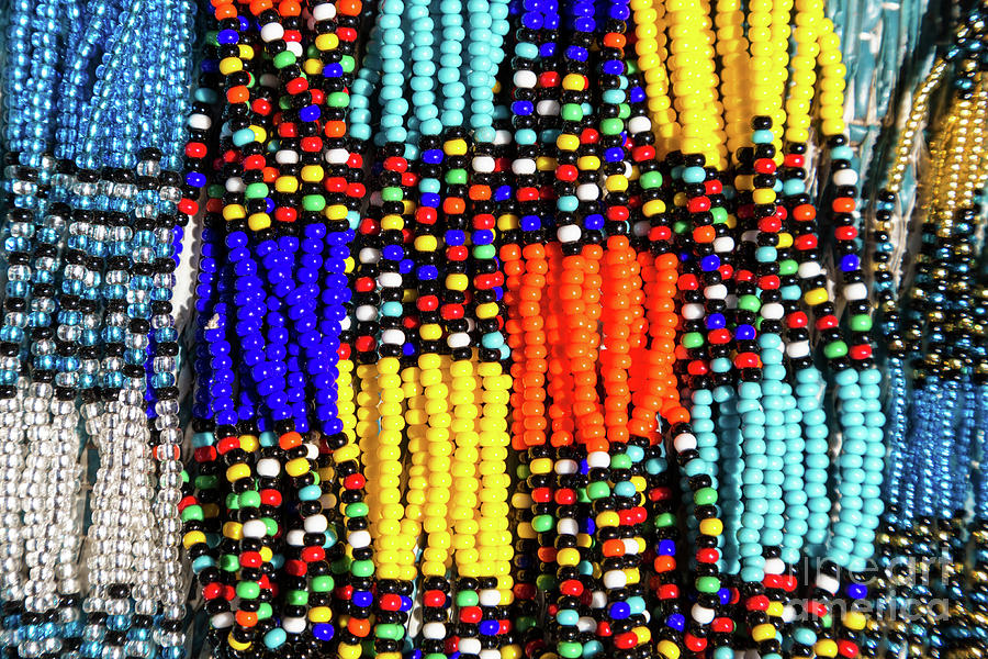 African tribal necklaces in vibrant colours Photograph by Jane Rix