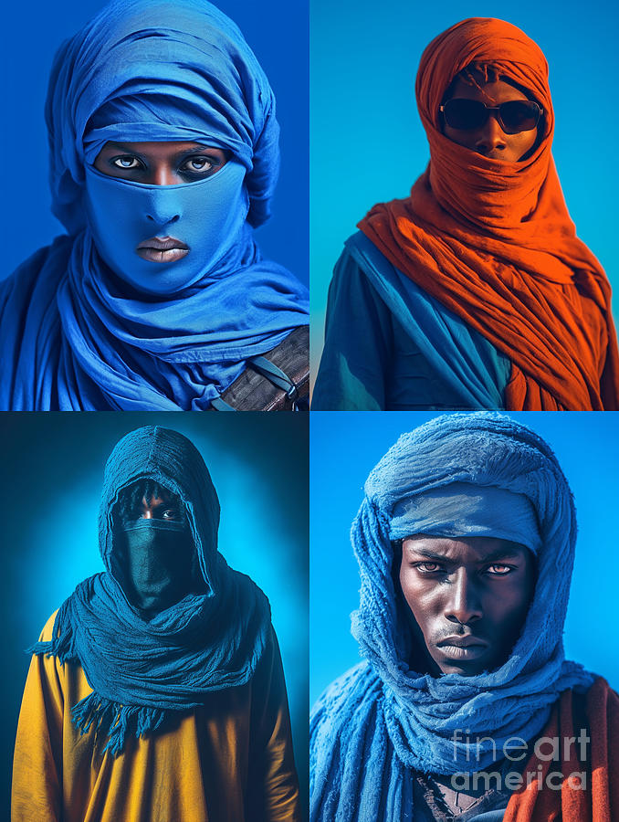 African  Tuareg  Nomad  Blue  Surreal  Cinematic  Min  By Asar Studios Painting