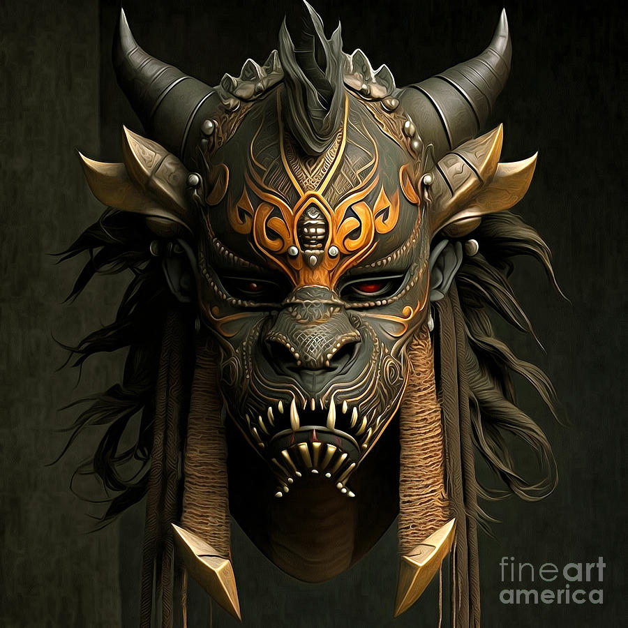 African Warrior Mask Digital Art by Miha Jeruc - Fine Art America