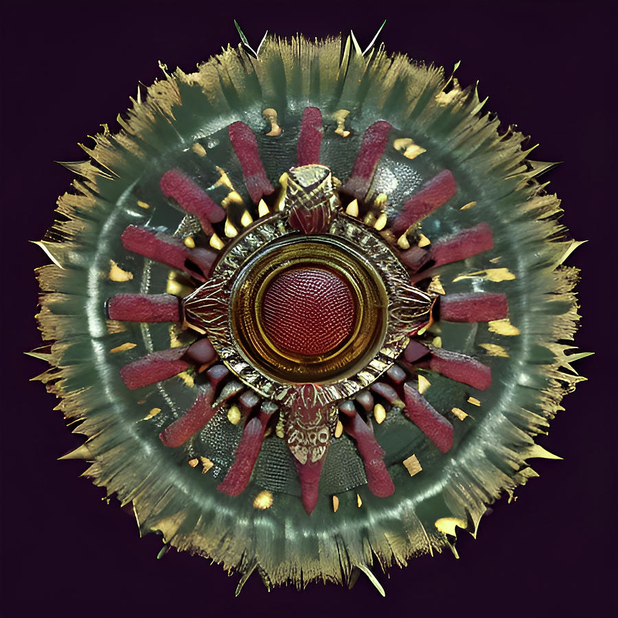 African Warrior Shield Mandala Digital Art by Michael Canteen