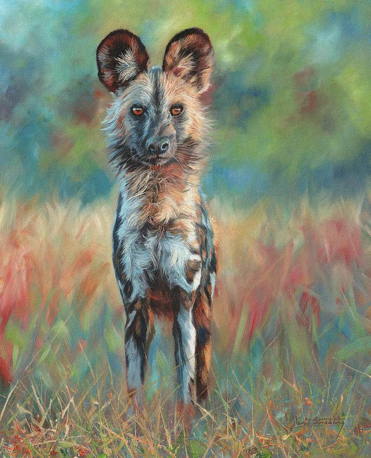 African Wild Dog Stare Painting