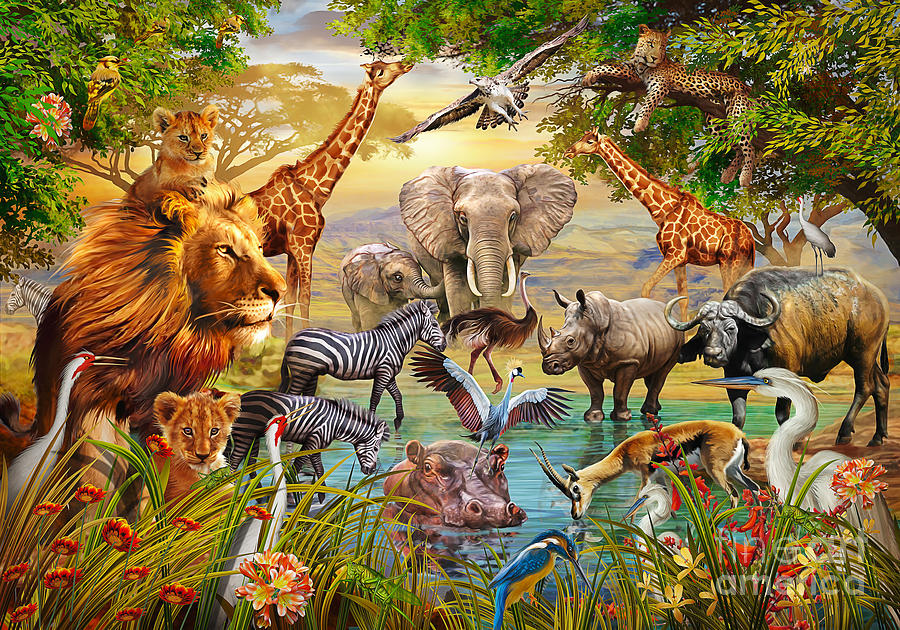 Wildlife Digital Art - African Wildlife by MGL Meiklejohn Graphics Licensing