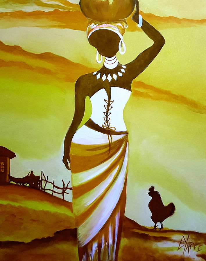 African Woman at Sunset Digital Art by Loraine Yaffe