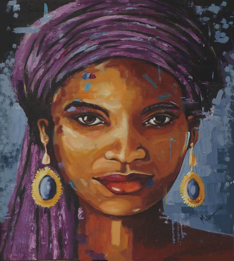 African woman Painting by Mubiru - Pixels