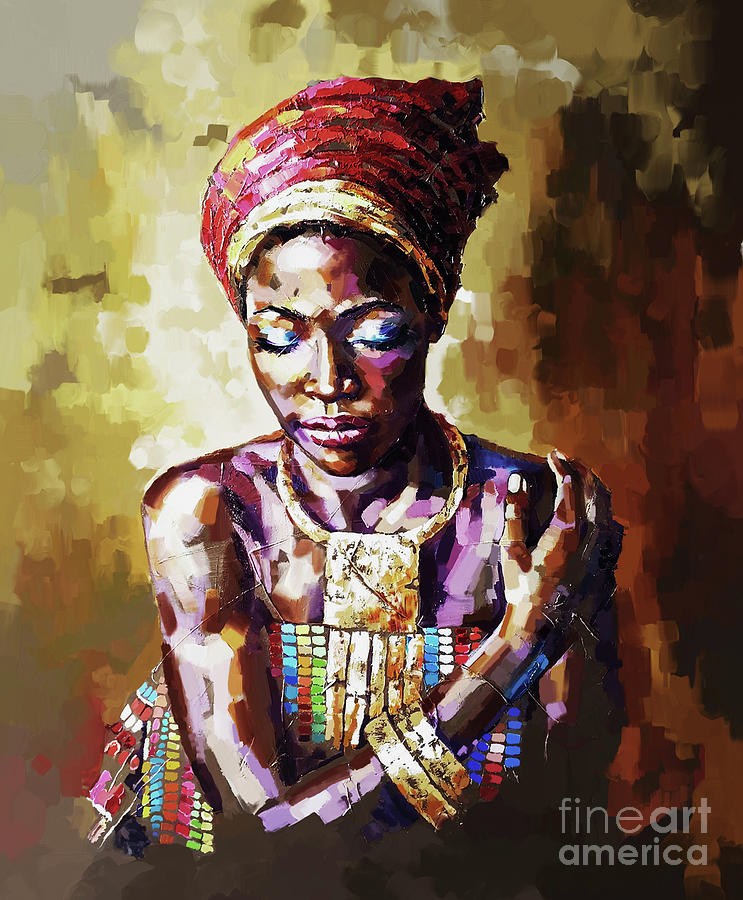 African Woman portrait 06 Painting by Gull G