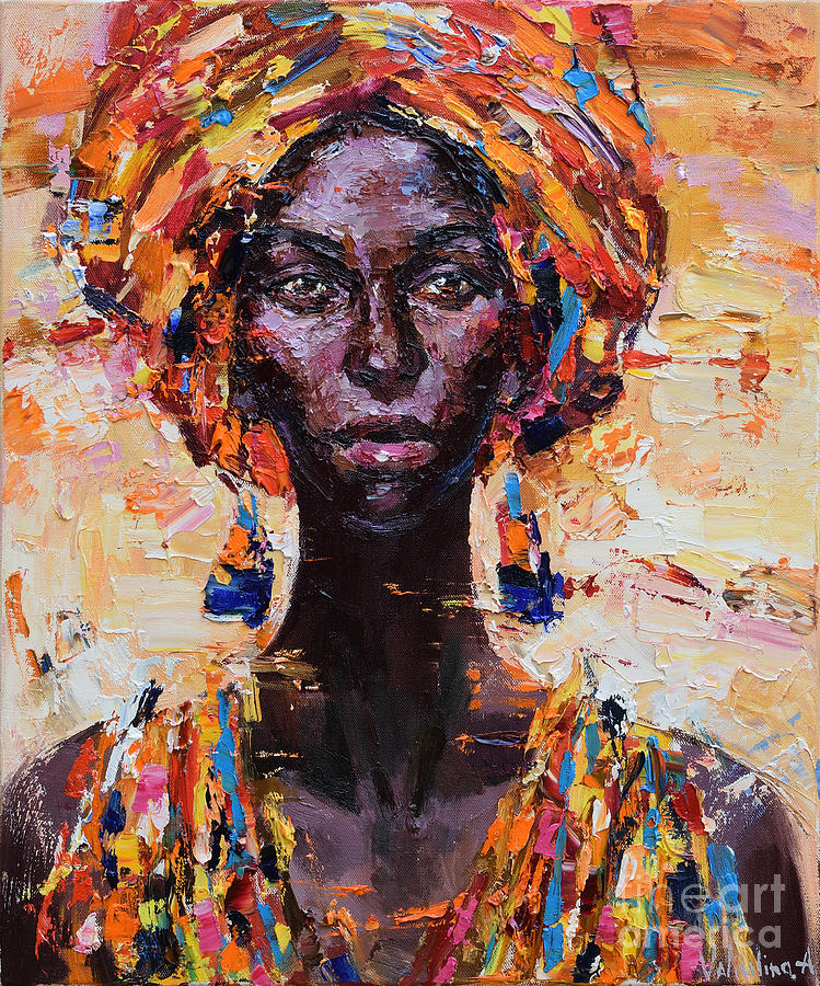 African woman portrait painting Painting by Anastasiya Valiulina - Pixels