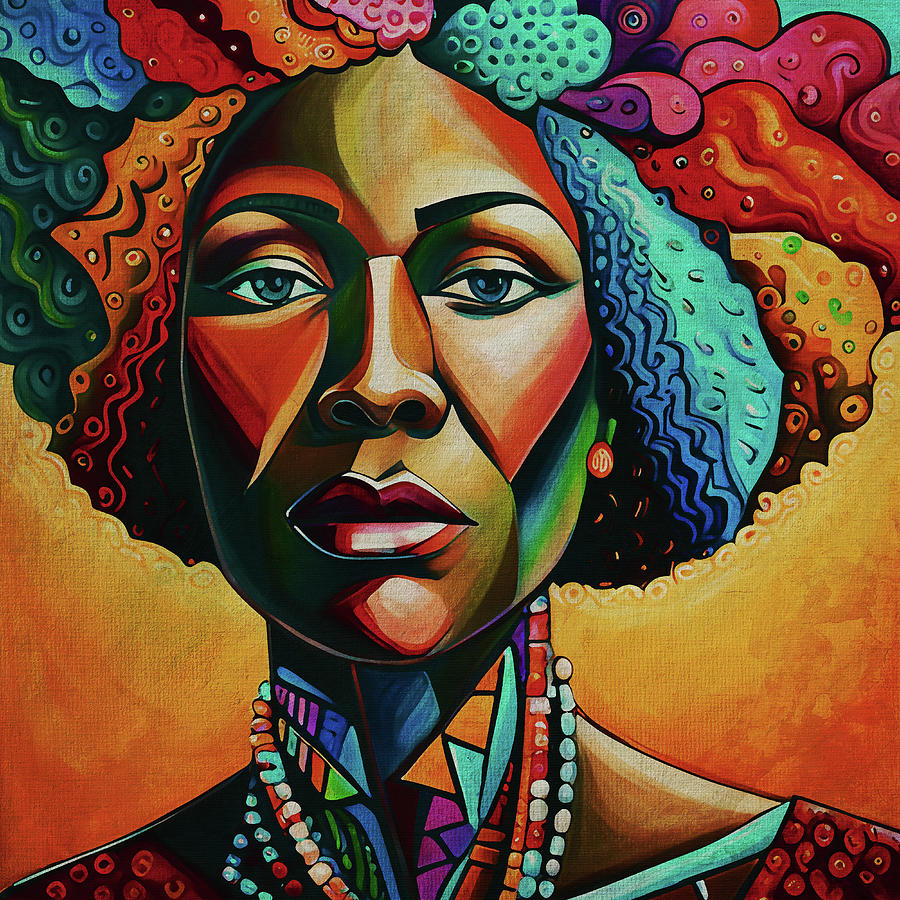 African woman with multicolored hair Digital Art by Jan Keteleer