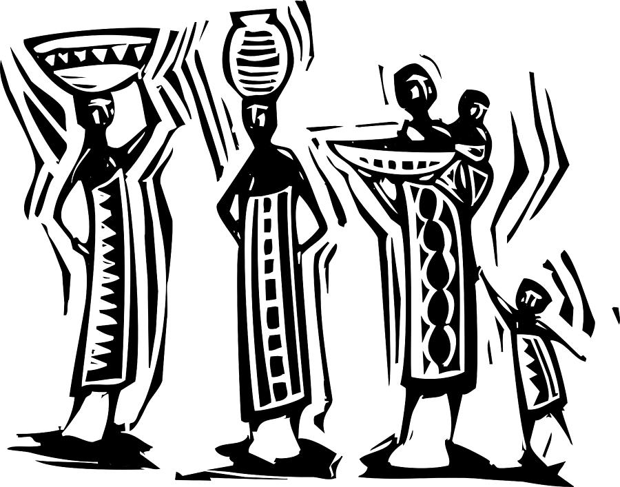 Pattern Drawing - African Women by Jeffrey Thompson
