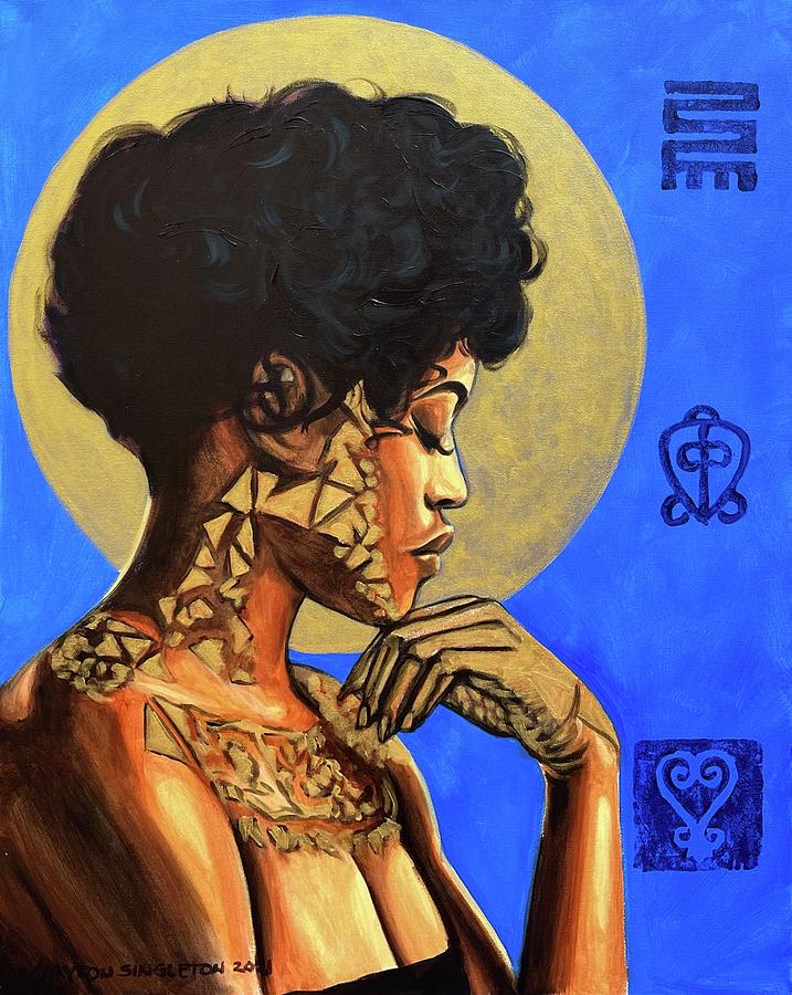 AFRO blue Painting by Clayton Singleton