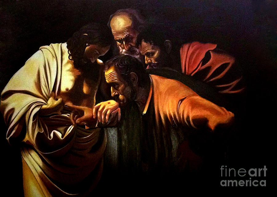 After Caravaggio The Incredulity Of Saint Thomas Painting By Liliana ...