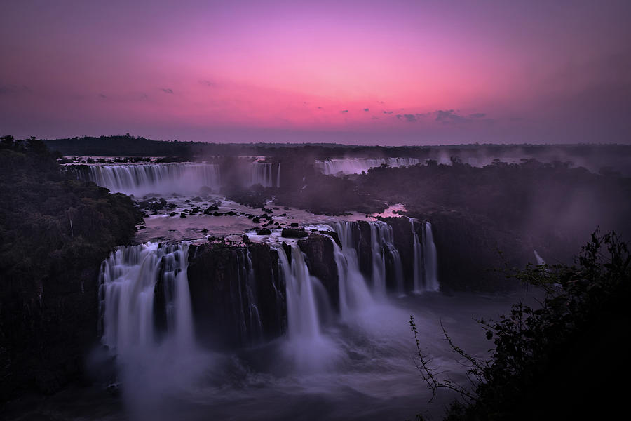 Iguazu Falls at Last Light Photograph by Linda Villers
