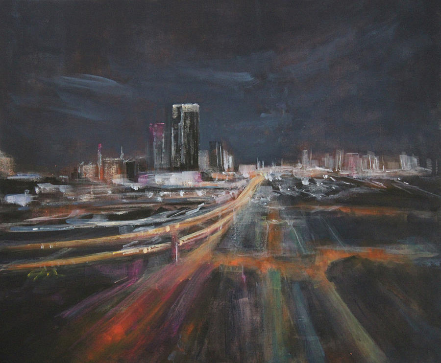 Skyscraper Painting - After Dark by Jane See