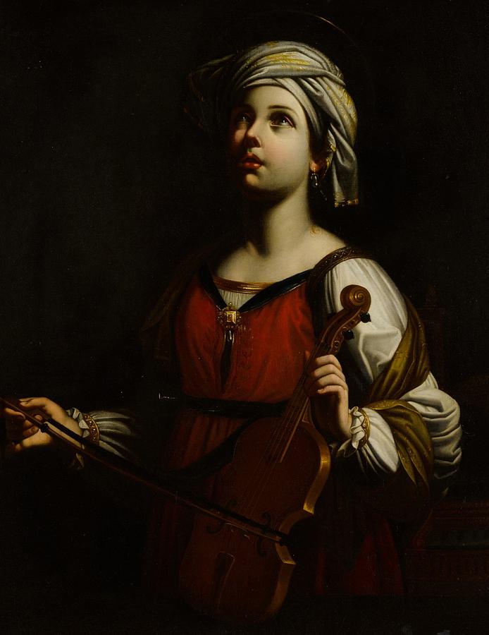 After Guido Reni St Cecilia playing the violin Painting by Artistic ...