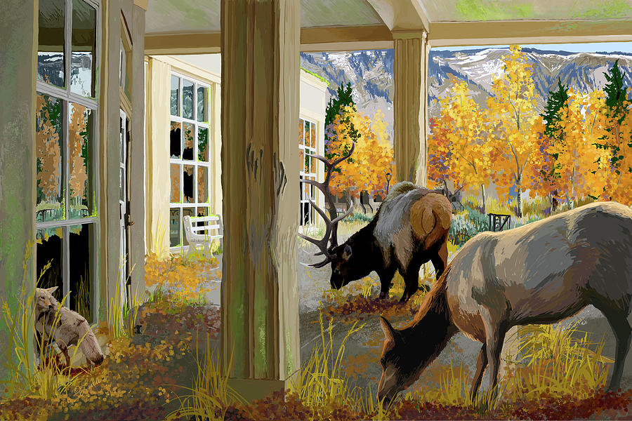 After Humans Mammoth Patio Painting by Pam Little