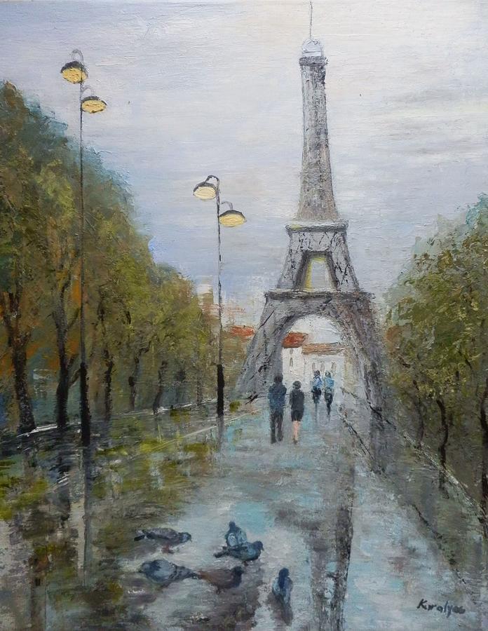 Paris Painting - After rain by Maria Karalyos
