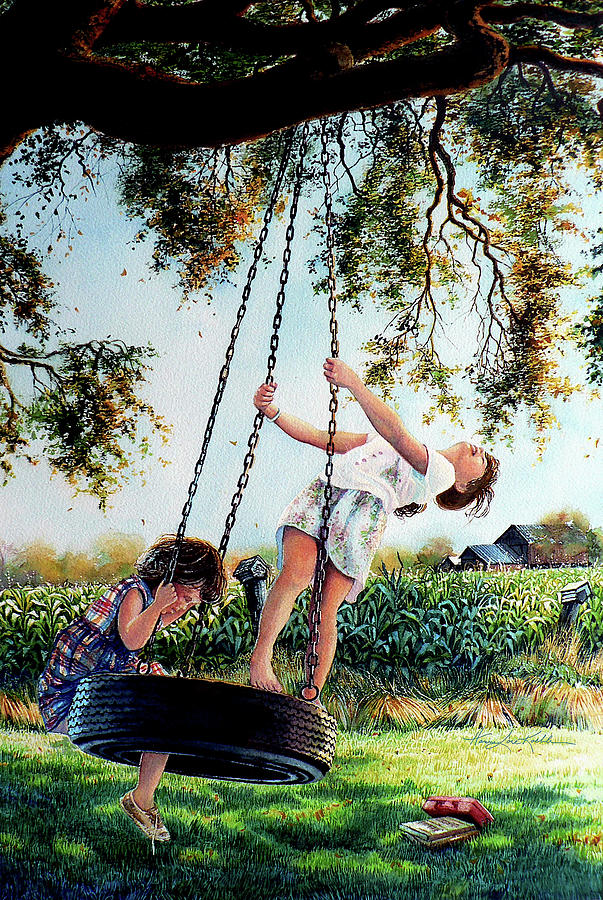Tire Swing Painting - After School by Hanne Lore Koehler