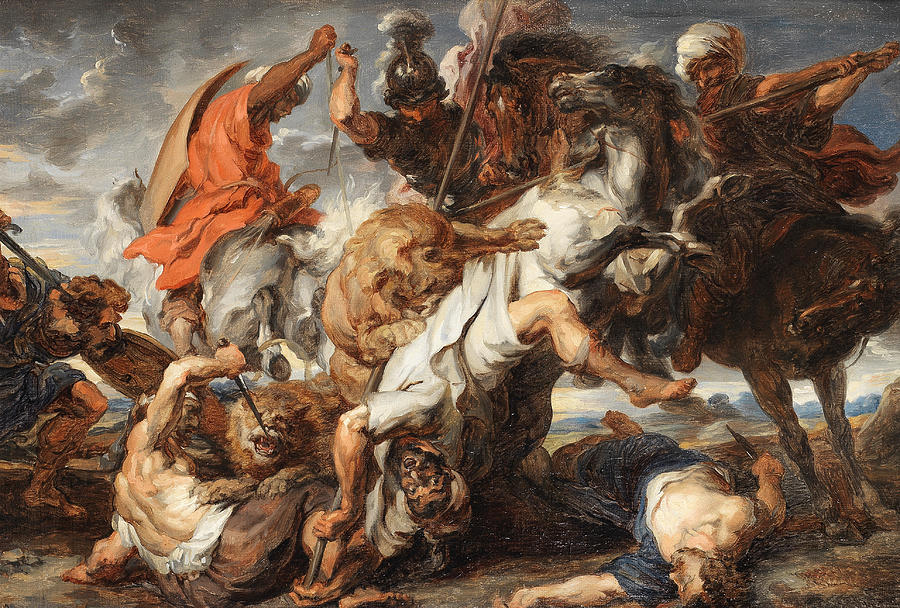 AFTER SIR PETER PAUL RUBENS The Lion Hunt Painting by Sir Peter Paul