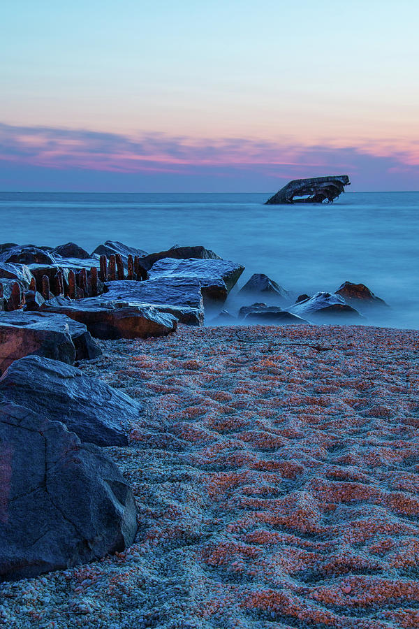 After Sunset at Atlantus Shipwreck Photograph by Kristia Adams