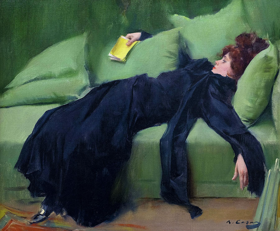 Ball Painting - After the ball, Decadent young woman by Ramon Casas