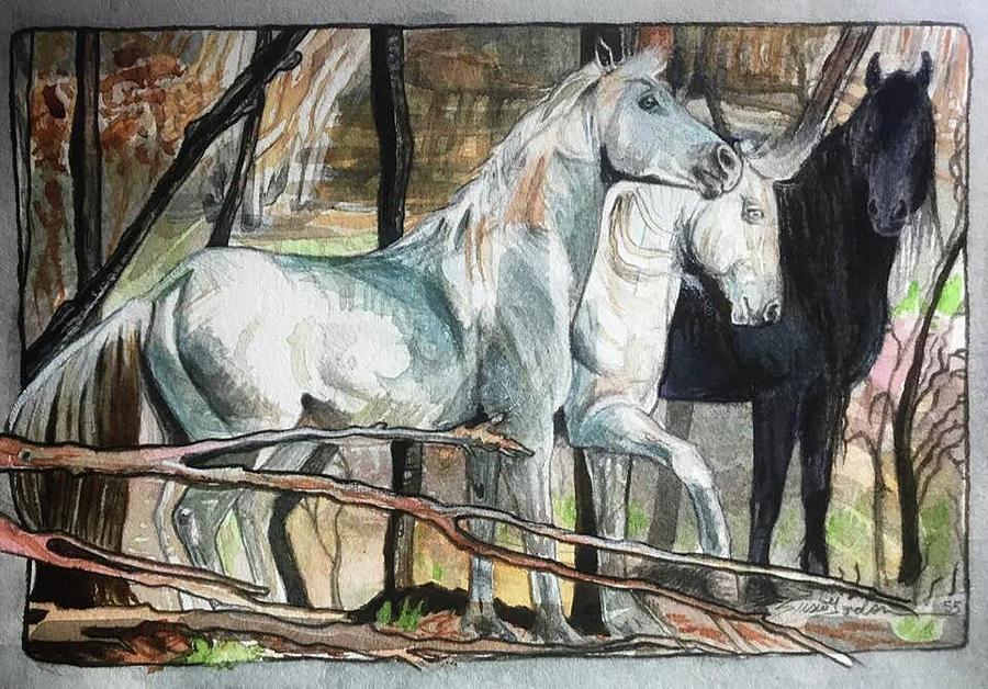 Horse Painting - After the Fire Australian Brumby by Susie Gordon