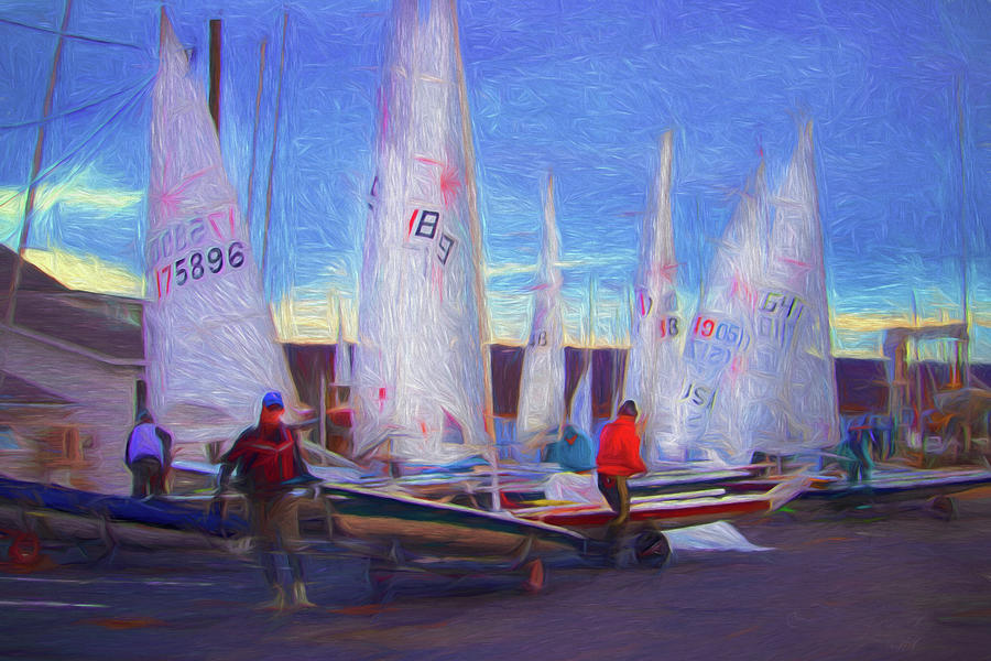 Sailboat Racing Digital Art - After the Sailboat Races by Carol Lowbeer