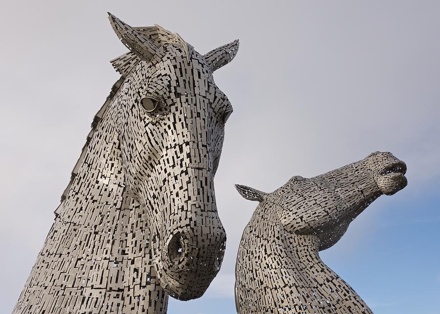 After the rain at the Kelpies Photograph by Stephen Taylor