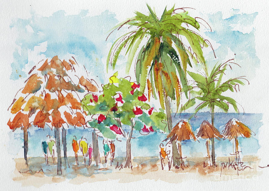 After The Rain On Fury Beach in Cozumel Painting by Pat Katz