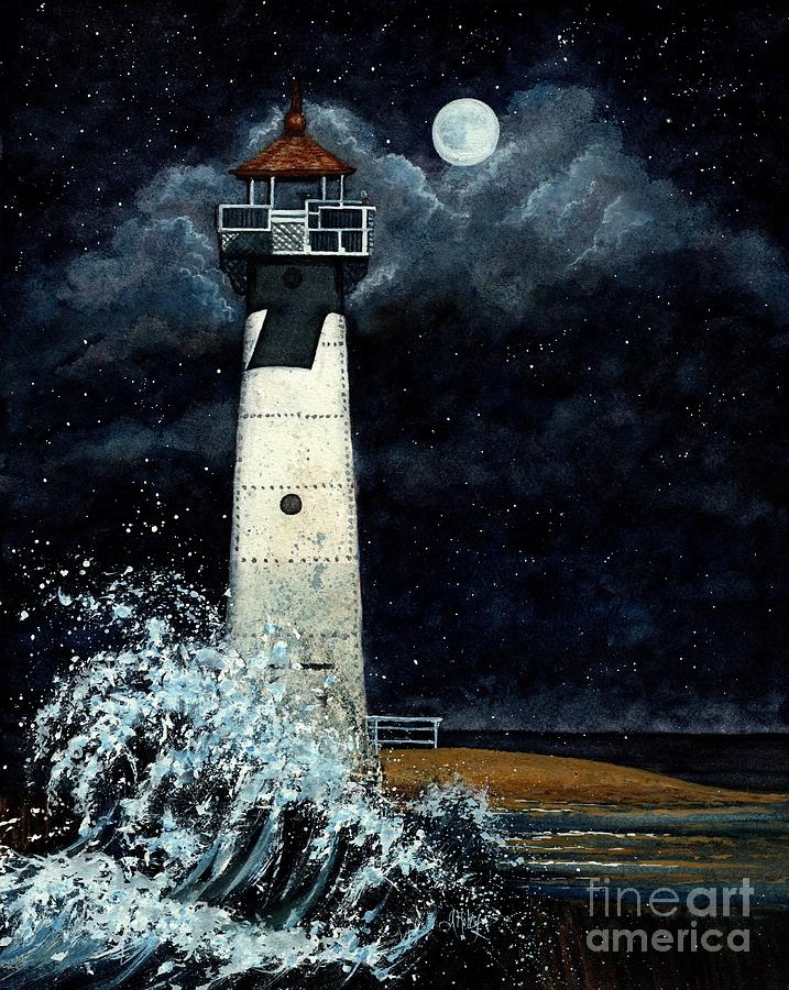 Sodus Lighthouse - After the Storm Painting by Janine Riley