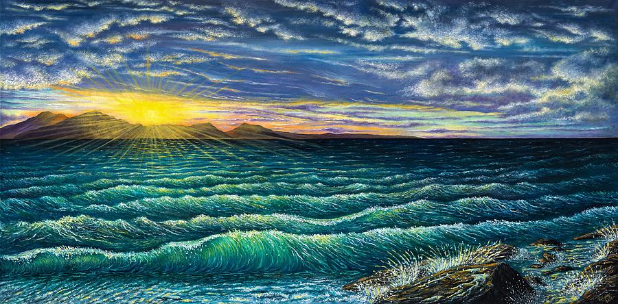 Seascape Painting - Afterglow by Donna L Byers Seascape Painting - Afterglow by Donna L Byers