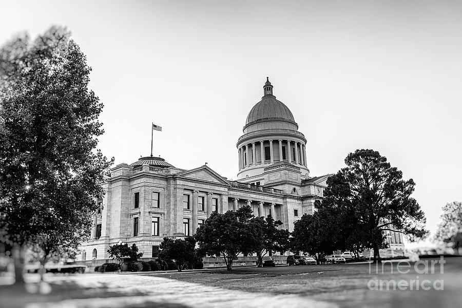 Afternoon at the Capitol Little Rock - BW Photograph by Scott Pellegrin