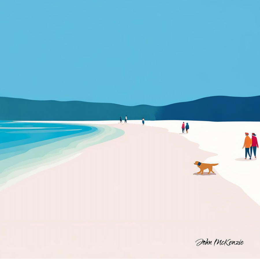 Afternoon beach walk Digital Art by John Mckenzie