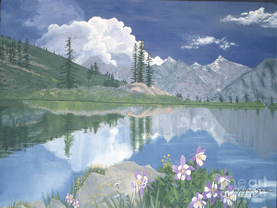 Afternoon Columbines Painting by Jacqueline Shuler