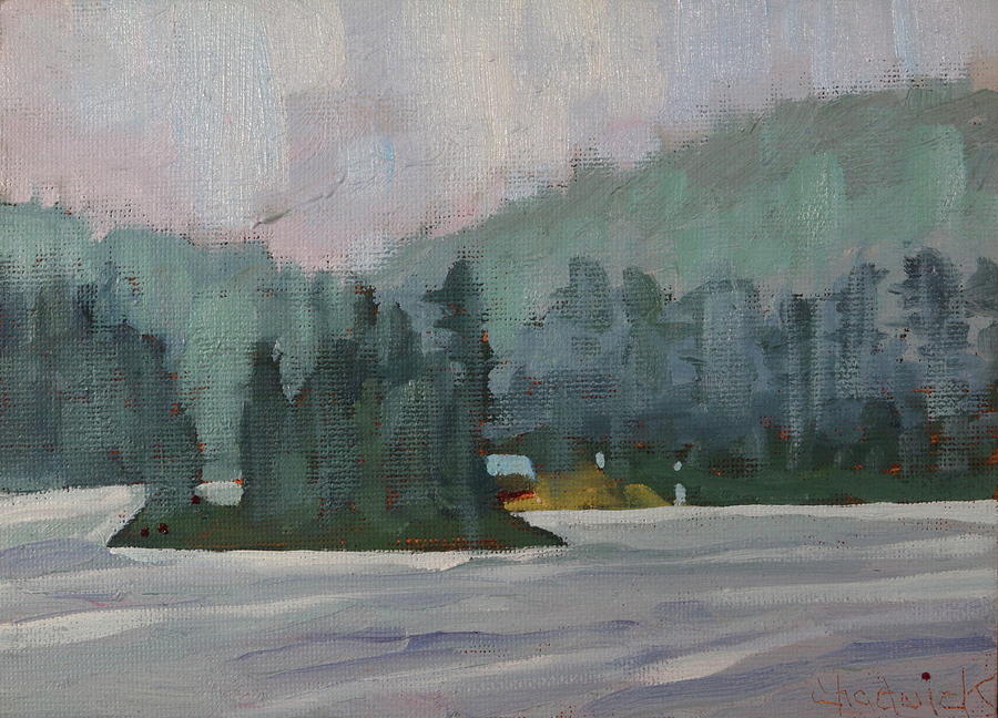 Afternoon Heavy Rain at Lac Pinceau Painting by Phil Chadwick