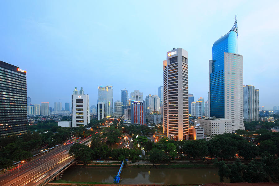 Afternoon in Jakarta Skyline, Capital city of Indonesia. Jakarta, Indonesia. Photograph by Ali Trisno Pranoto
