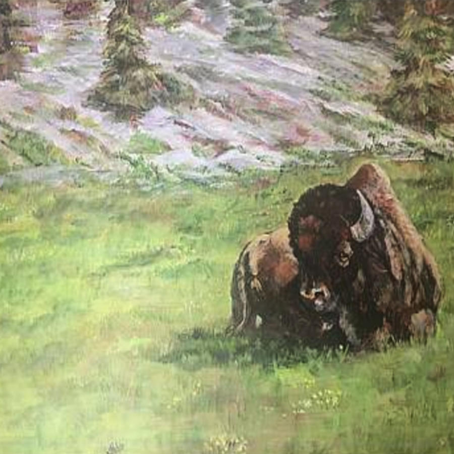 Afternoon Nap in Yellowstone Painting by Charme Curtin