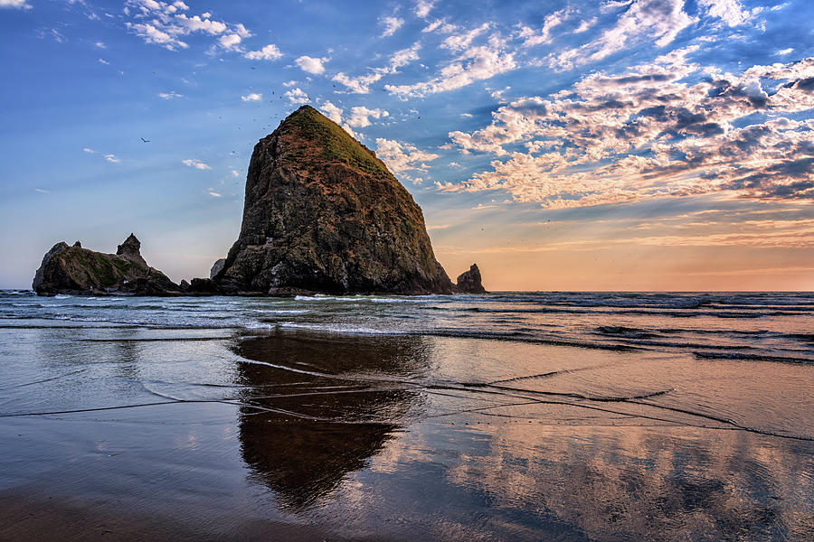 Afternoon Reflections at Haystack Rock Photograph by Rick Berk | Fine ...