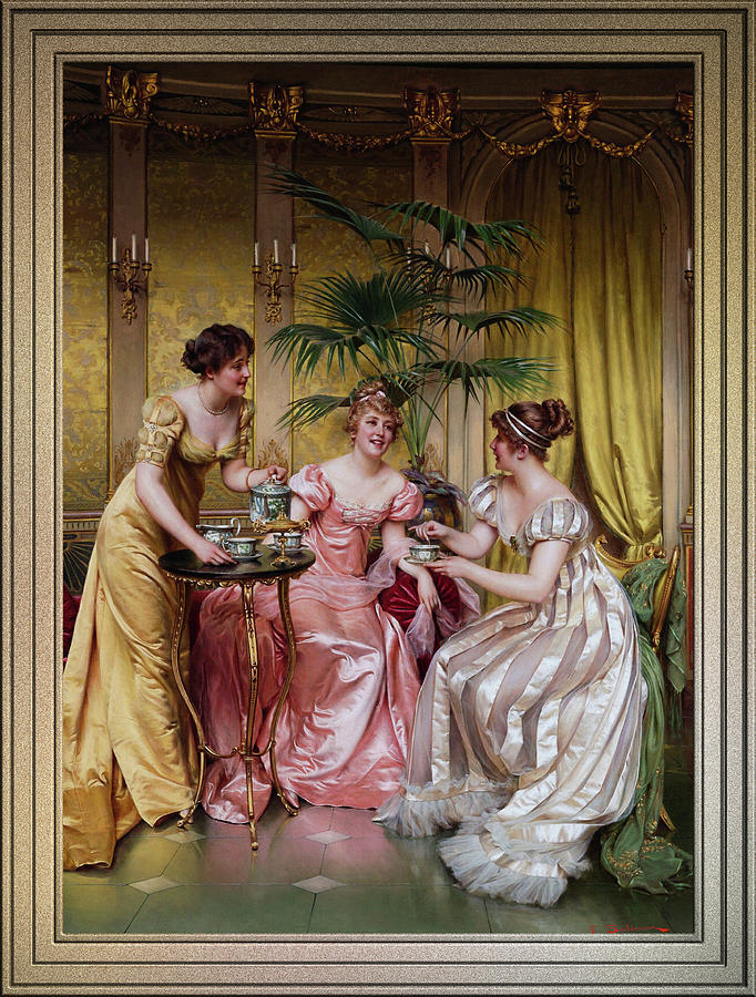 Afternoon Tea by Frederic Soulacroix Painting by Rolando Burbon