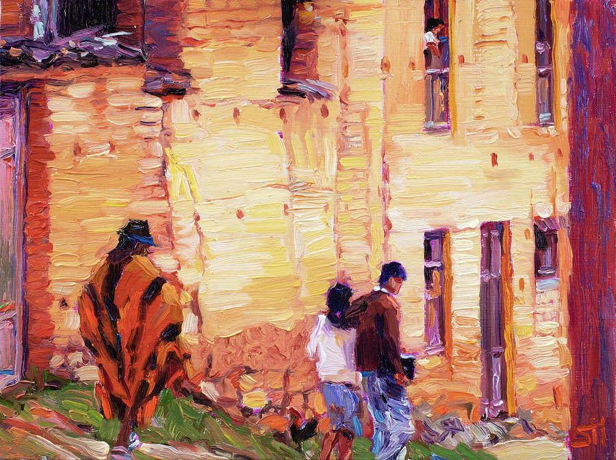 Afternoon Walk In Pamplona Painting